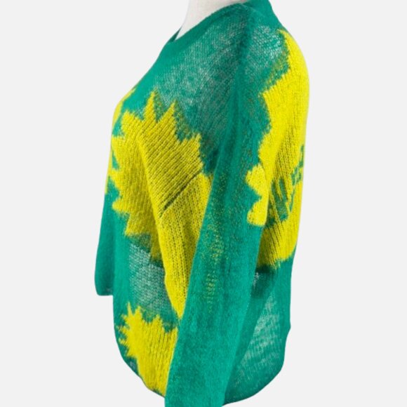 Savage X Fenty Knittin Pretty Loose Knit Sunburst Green Yellow Sweater (Size L) - Picture 6 of 16